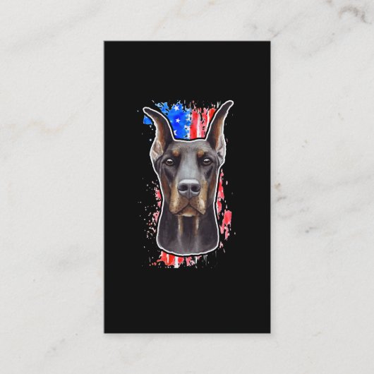 Patriotic Dog USA American Flag Doberman Visitekaartje (Voorkant)