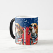 Patriotic Dog USA Leuk Dierlijk Ontwerp Magische Mok (Voorkant links)