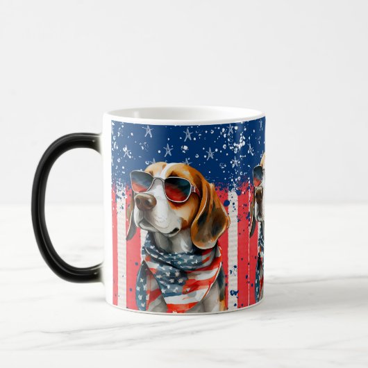 Patriotic Dog USA Leuk Dierlijk Ontwerp Magische Mok (Links)