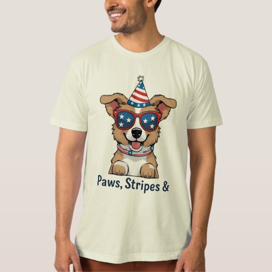 Patriotic Dog Zonnebril 4th of July T-Shirt – Knip (Voorkant)