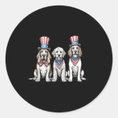 Patriotic Dogs 4th Of July American Flag Pet Dog L Ronde Sticker (Voorkant)