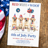 Patriotic Dogs Party Rood Wit & Woof 4th of July ( Kaart