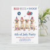 Patriotic Dogs Party Rood Wit & Woof 4th of July ( Kaart (Staand voorkant)