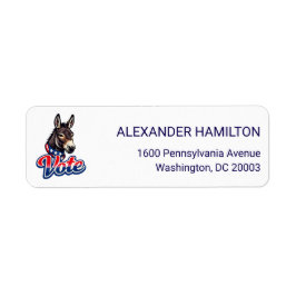 Patriotic Donkey Illustration Return Address Etiket