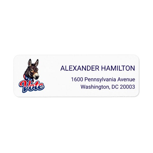 Patriotic Donkey Illustration Return Address Etiket (Voorkant)