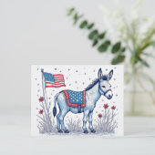 Patriotic Donkey Illustration Vote Briefkaart (Staand voorkant)
