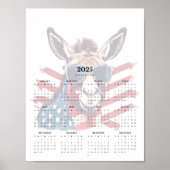 Patriotic Donkey Rood Wit en Blauw Kalender 2025 Poster (Voorkant)