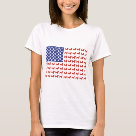 Patriotic Doxie - Dachshund American Flag T-shirt (Voorkant)