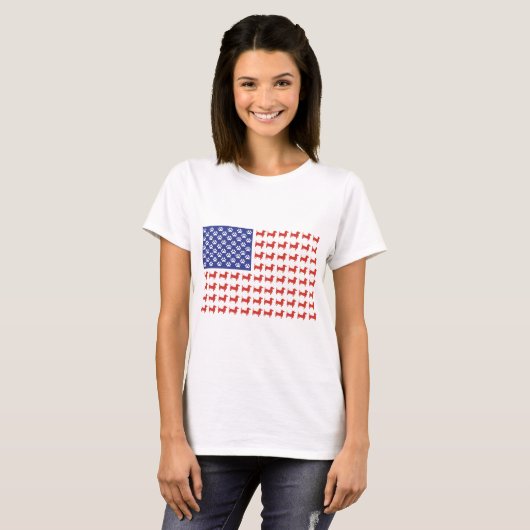 Patriotic Doxie - Dachshund American Flag T-shirt (Voorkant volledig)