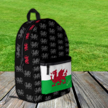 Patriotic Dragon, Welsh Flag rugzak, Wales zwart