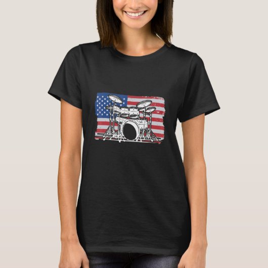 Patriotic Drumming USA Flag For Drummer Musician T-shirt (Voorkant)