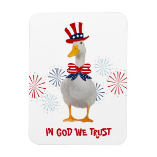 Patriotic Duck in God We vertrouwen Magneet
