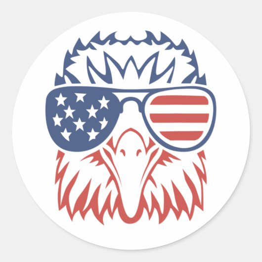 Patriotic Eagle 4th of July American Flag Glasses  Ronde Sticker (Voorkant)