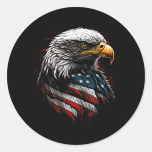Patriotic Eagle Amerikaanse vlag 4 juli Mannen W Ronde Sticker