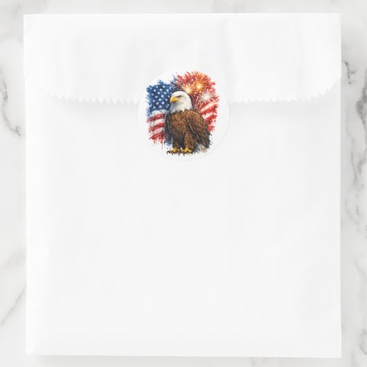 Patriotic Eagle Fireworks Ronde Sticker (Tas)
