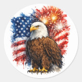 Patriotic Eagle Fireworks  Ronde Sticker (Voorkant)