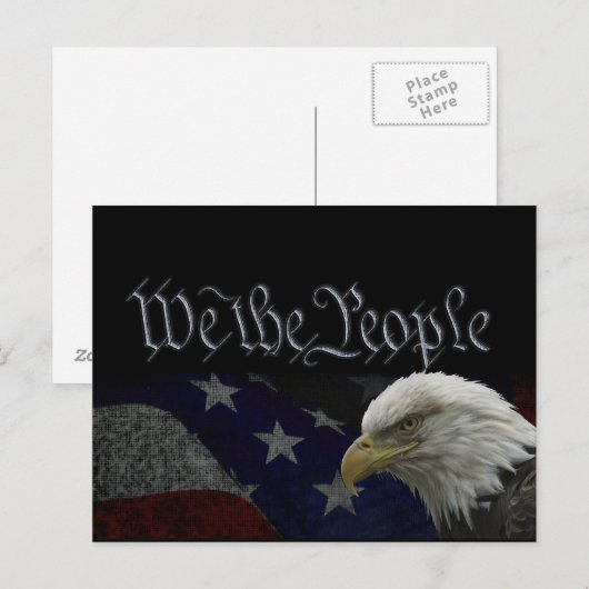 Patriotic Eagle & Flag Briefkaart (Voorkant / Achterkant)