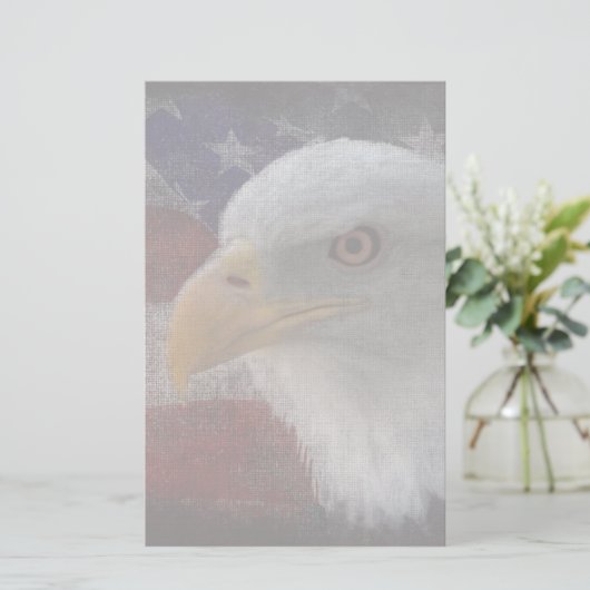 Patriotic Eagle & Flag Briefpapier (Staand voorkant)