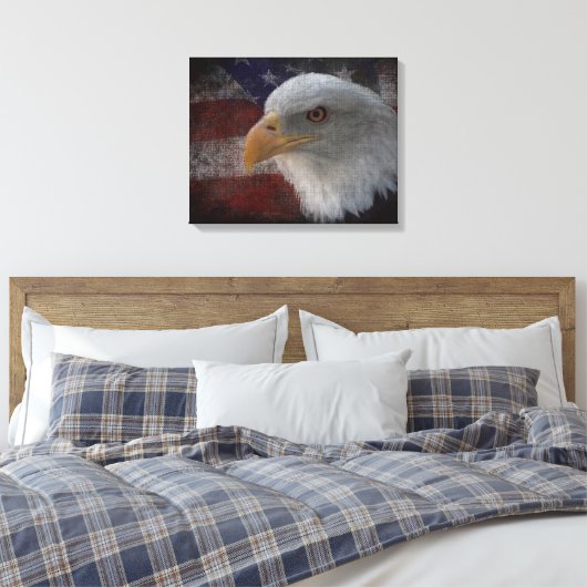 Patriotic Eagle & Flag Canvas Afdruk (Insitu (Slaapkamer))