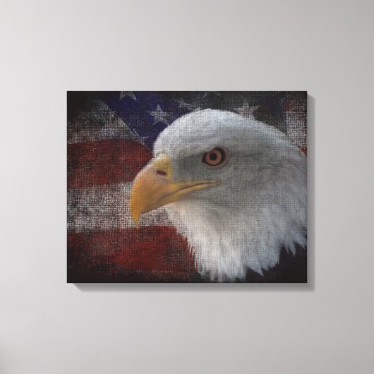 Patriotic Eagle & Flag Canvas Afdruk (Voorkant)
