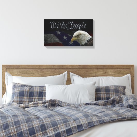 Patriotic Eagle & Flag Canvas Afdruk (Insitu (Slaapkamer))