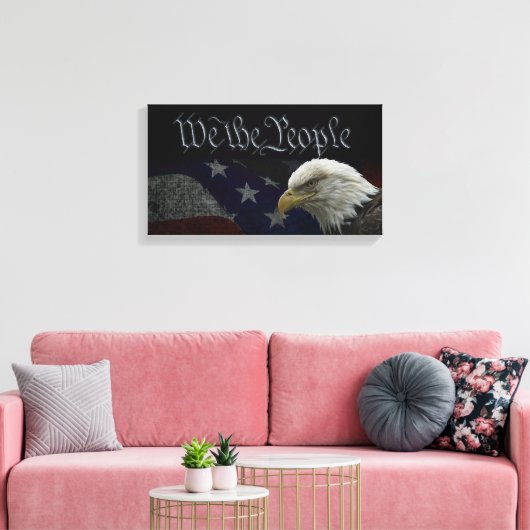 Patriotic Eagle & Flag Canvas Afdruk (Insitu (Woonkamer))
