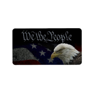 Patriotic Eagle & Flag Etiket
