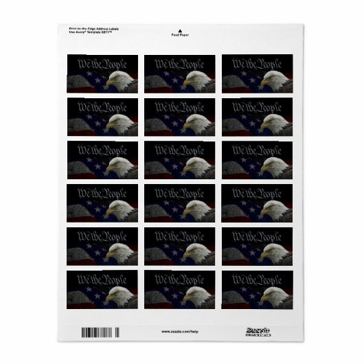 Patriotic Eagle & Flag Etiket (Full Sheet)