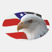 Patriotic Eagle & Flag Ovale Sticker (Voorkant)