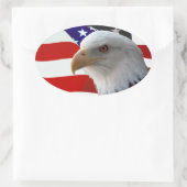 Patriotic Eagle & Flag Ovale Sticker (Tas)