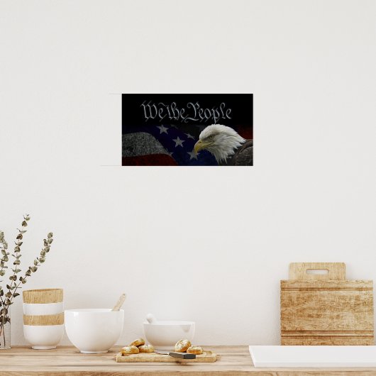 Patriotic Eagle & Flag Poster (Keuken)