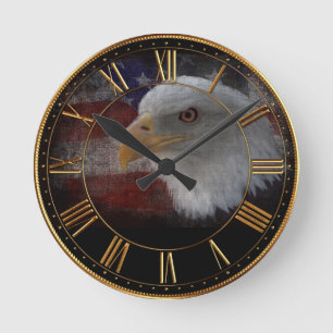Patriotic Eagle & Flag Ronde Klok