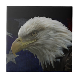Patriotic Eagle & Flag Tegeltje