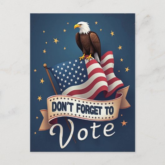 Patriotic Eagle Flag Vote Briefkaart (Voorkant)