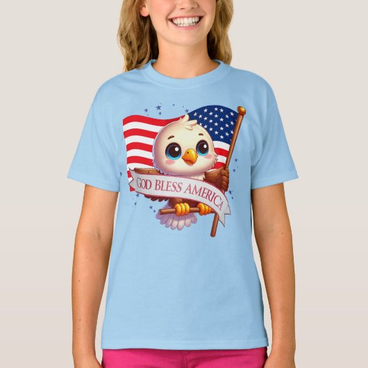 Patriotic Eagle GOD BLESS AMERICA flag, USA 🦅🇺🇸 T-shirt (Voorkant)