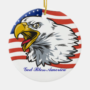 Patriotic Eagle Keramisch Ornament
