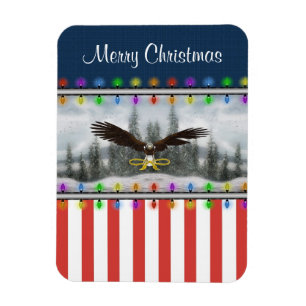 Patriotic Eagle Merry Kerstplein Magnet Magneet