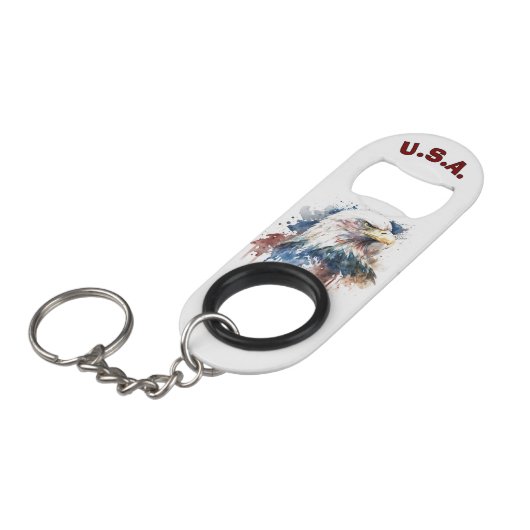 Patriotic Eagle Mini Flessenopener (Voorkant Gekanteld)