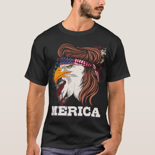 Patriotic Eagle Mullet 4th of July American Pride T-shirt (Voorkant)