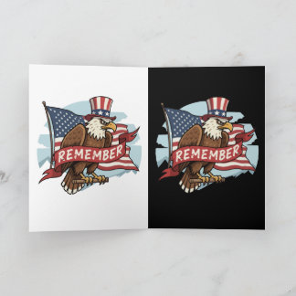 Patriotic Eagle "Remember" American Flag Design Kaart