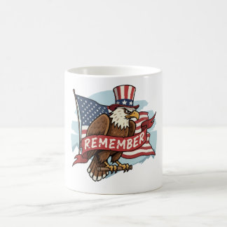 Patriotic Eagle "Remember" American Flag Design Koffiemok