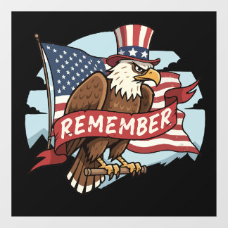 Patriotic Eagle "Remember" American Flag Design Raamsticker