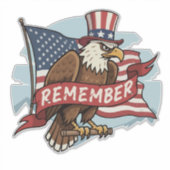 Patriotic Eagle "Remember" American Flag Design Sticker (Voorkant)