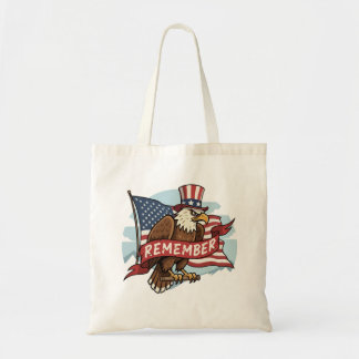 Patriotic Eagle "Remember" American Flag Design Tote Bag