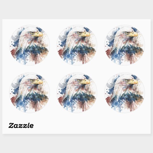 Patriotic Eagle Ronde Sticker (Vel)