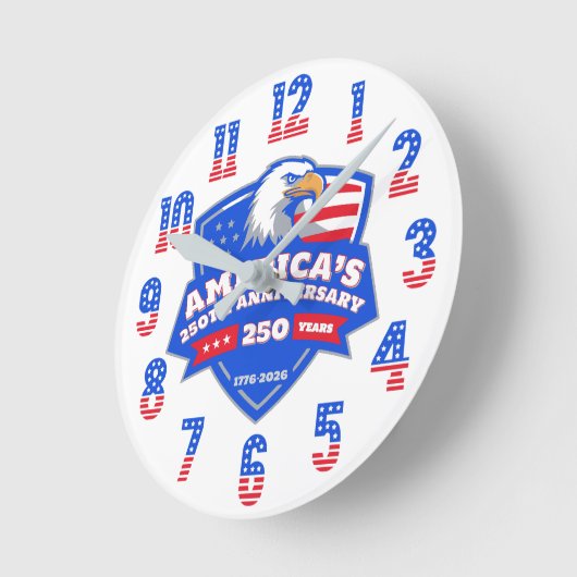 Patriotic Eagle Shield 250ste Jubileum Acryl Ronde Klok (Hoek)