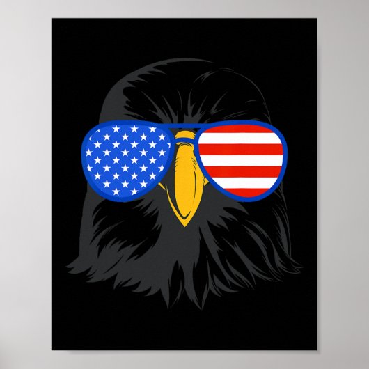 Patriotic Eagle Sungles 4 juli Amerikaanse Byld Poster (Voorkant)