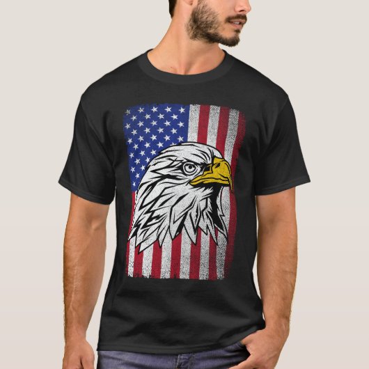 Patriotic Eagle USA American Flag op 4 juli T-shirt (Voorkant)
