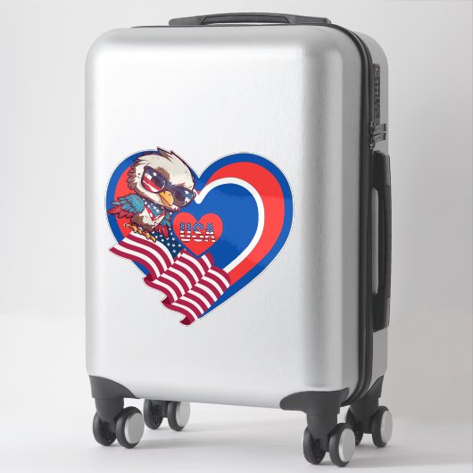 patriotic eagle USA Custom-Cut Vinyl Sticker (Koffer)