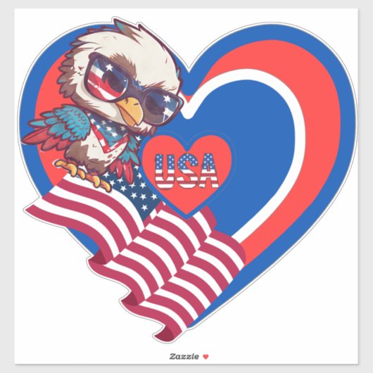 patriotic eagle USA Custom-Cut Vinyl Sticker (Vel)